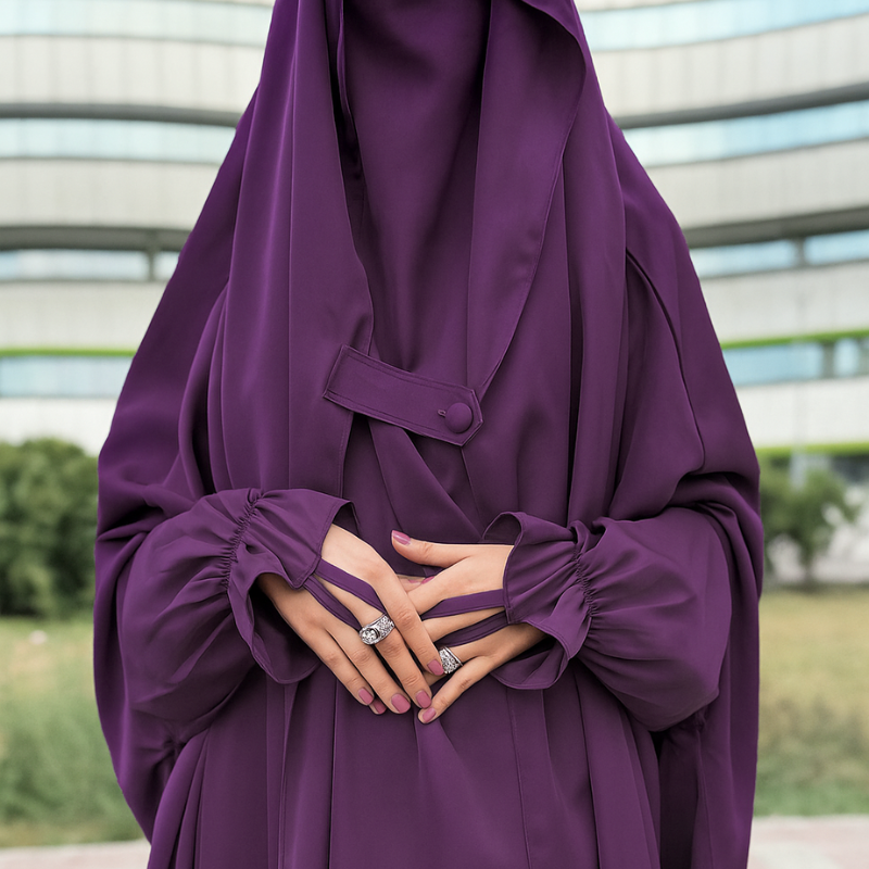 طقم حجاب شرعي فاخر… أنوثة محتشمة تشرق بالحياء 🤍 - Image 1